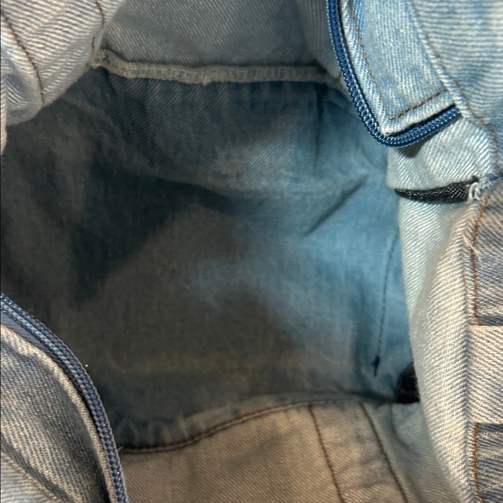 Light Blue Denim Crossbody Bag with handles and Removable Strap - Picture 10 of 13